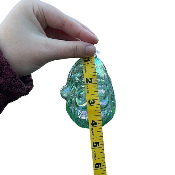 NWT Glass Eye Studio Christmas Ornament Santa Green Iridescent . - Picture 6 of 6